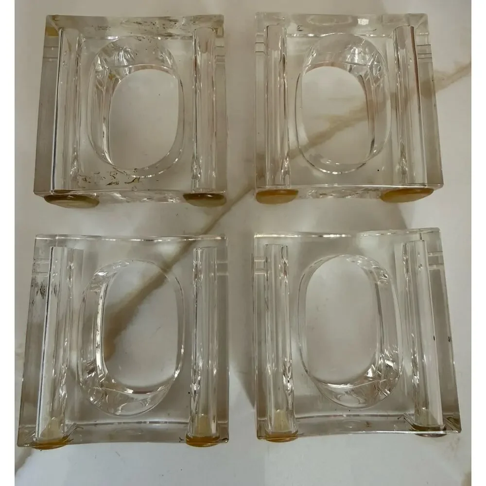 Vintage Lucite Acrylic Clear Individual Salt and Pepper Napkin Rings Set Of 4